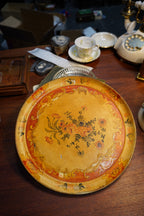 Japanese "Venetian" Papier-Mâché Charger, Ochre Ground with Rococo Floral &amp; Gilt Scrollwork, circa 1920s–30s