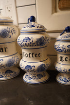 Arnart "Blue Onion" Five-Piece Kitchen Canister Set, Cobalt Zwiebelmuster, c. 1960s–70s