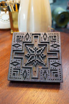 Antique Indian Dabu Mud-Resist Printing Block — Bold Geometric Star &amp; Fret, Bagru, Rajasthan, c. Early 20th Century (or Earlier)
