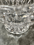 Cut Crystal Basket with Diamond and Fan Pattern, Star-Cut Base and Silver-Plate Swing Handle, c. 1950–1990