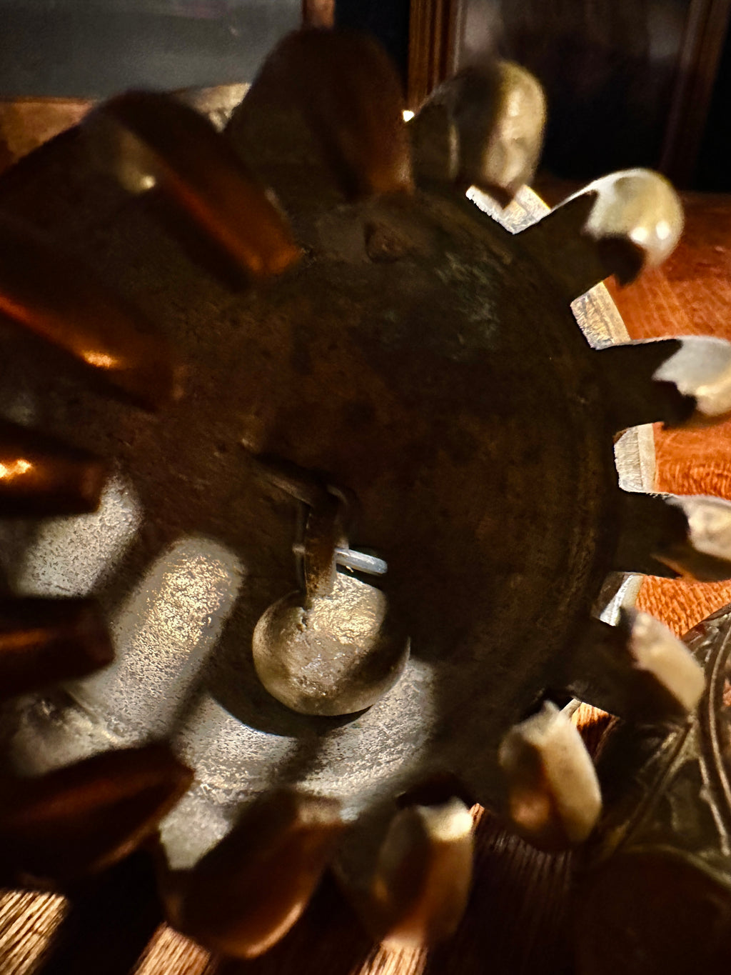 Indian Brass “Elephant Claw” Ritual Bell with Clapper & Stand c.1950–1975