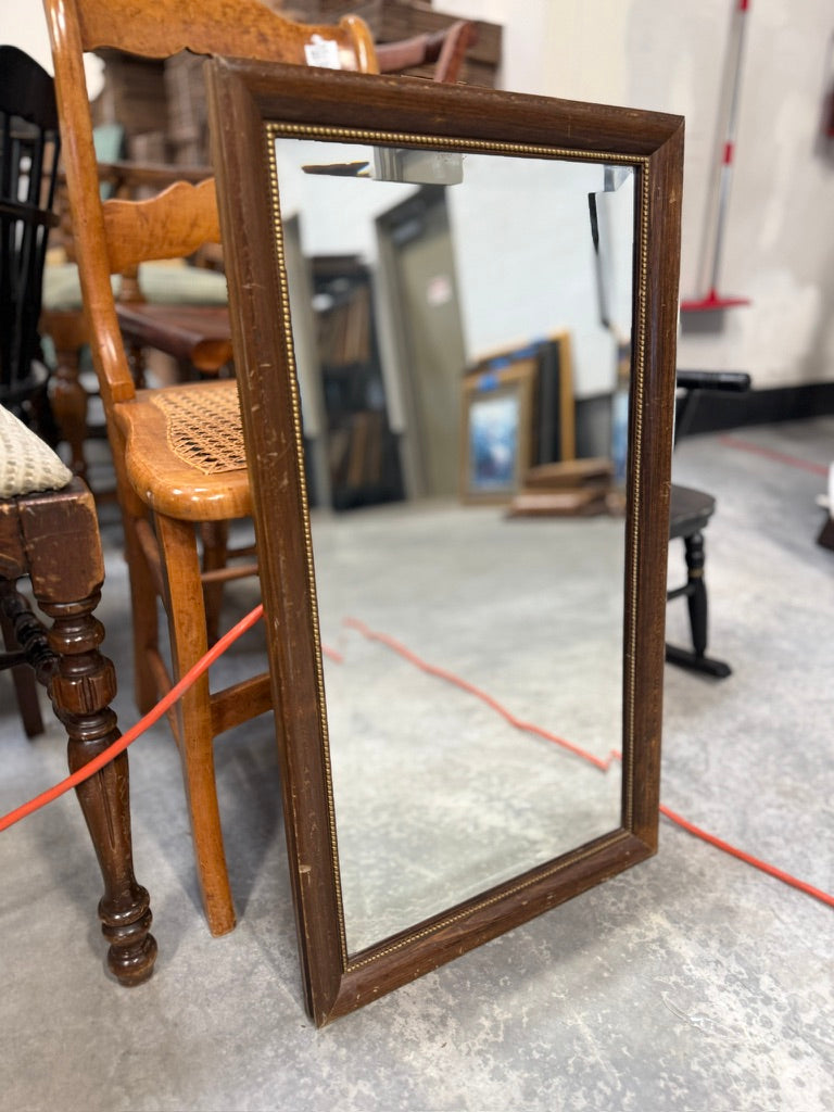 Vintage Oakland Framed Wall Mirror With Kaufher’s Label, Circa 1940s–1960s