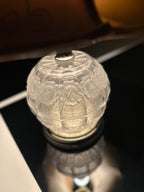 Frosted Glass Rose Globe Table Lamp with Amber Scroll Shade