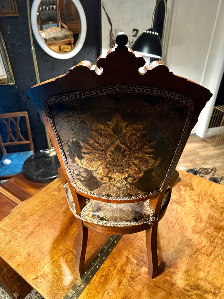 Victorian Upholstered Parlor Chair with Original Horsehair Back and Recovered Seat, c. 1880–1900