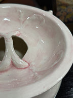 Antique Pink Embossed Ironstone Chamber Pot with Lid, c. 1890–1910