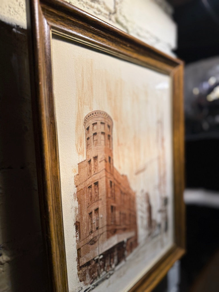 Mid-Century Sepia Urban Street Scene by David, Signed &amp; Numbered 23/600, c. 1950s–1960s