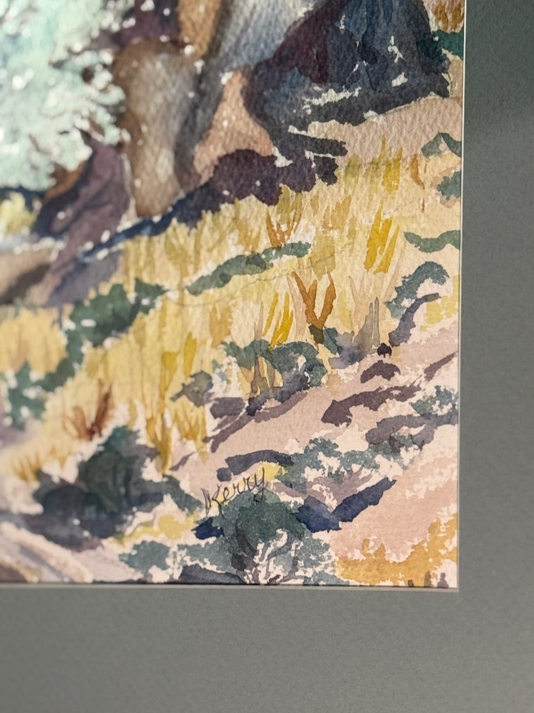 Southwestern Desert Landscape Watercolor Signed Kerry (c. 1960–1985)