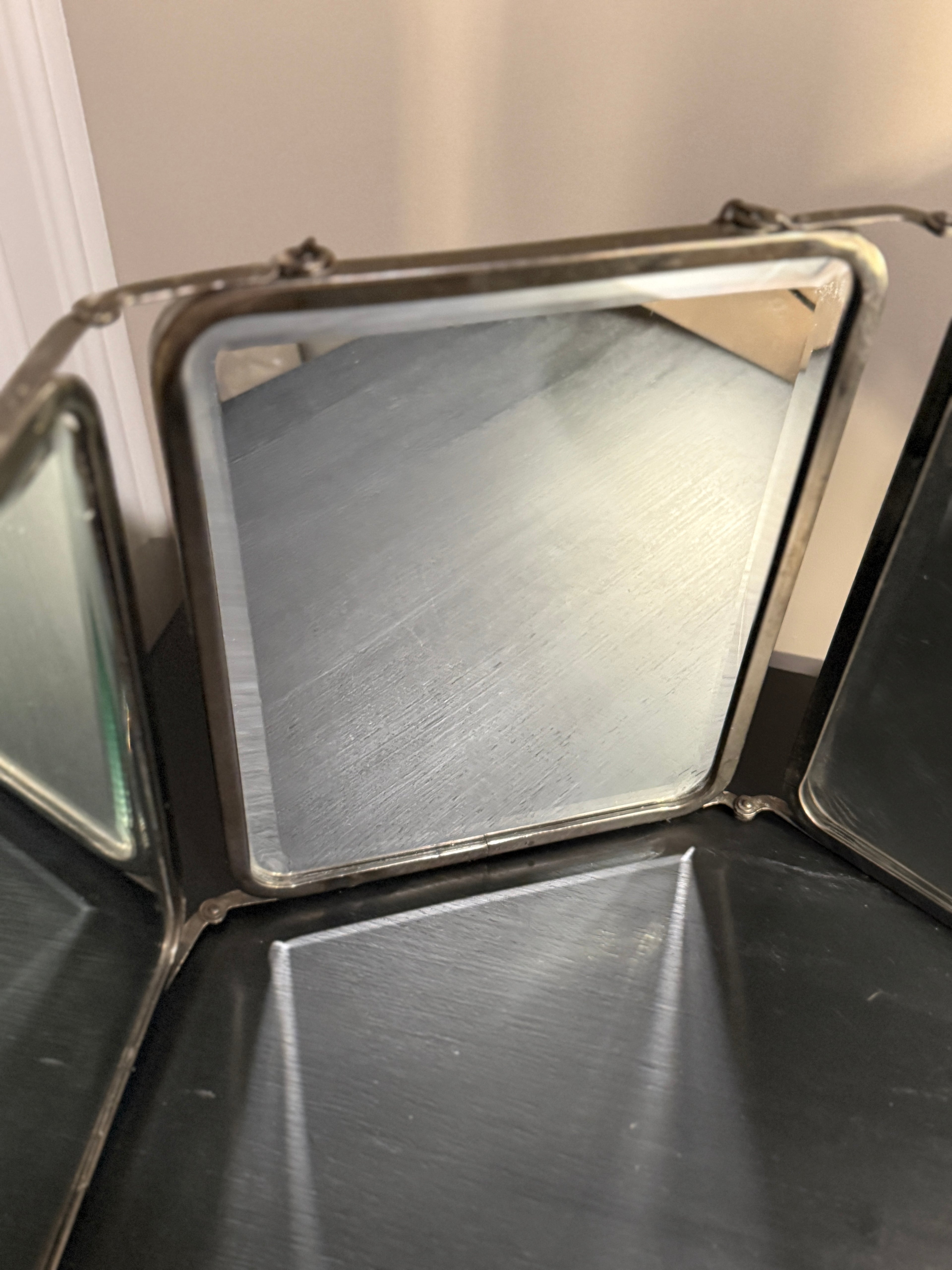c. 1930s Art Deco Tri-Fold Beveled Vanity Mirror