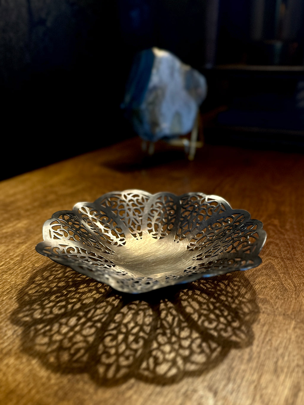 Antique International Silver Co. Lovelace Pierced Bowl on Stand (c. 1920s)
