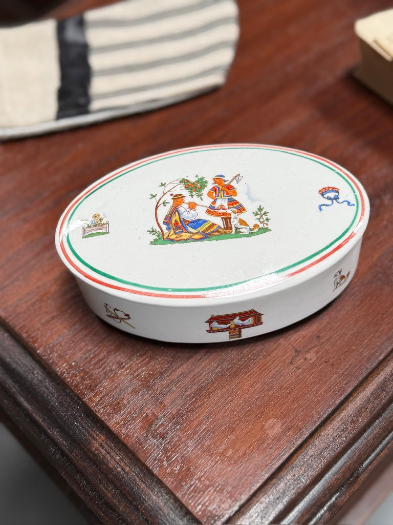 C. 1955 Vintage Villeroy & Boch Mettlach Asta Covered Vanity Box