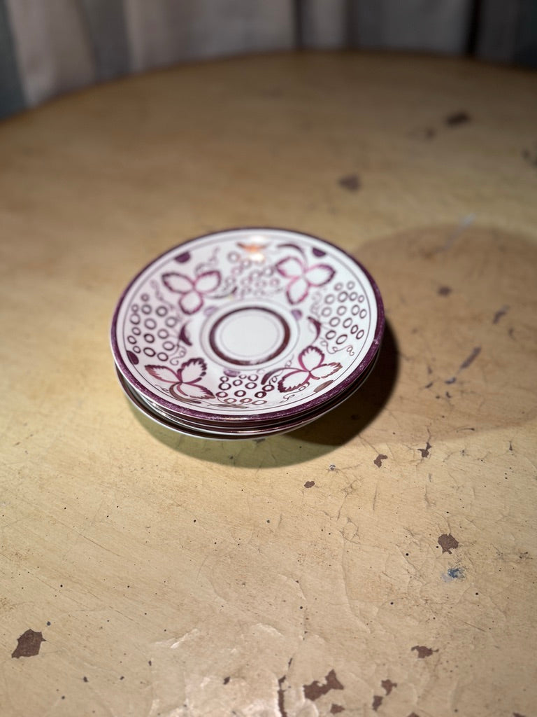 Gray’s Pottery Hand-Painted Grape Saucers, Stoke-on-Trent England c. 1920s–40s (Set of 4)