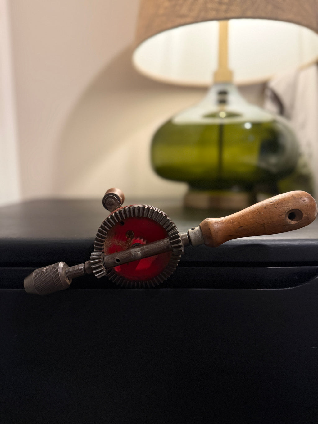 c. 1930s Vintage Eggbeater Hand Drill With Red Gear Wheel