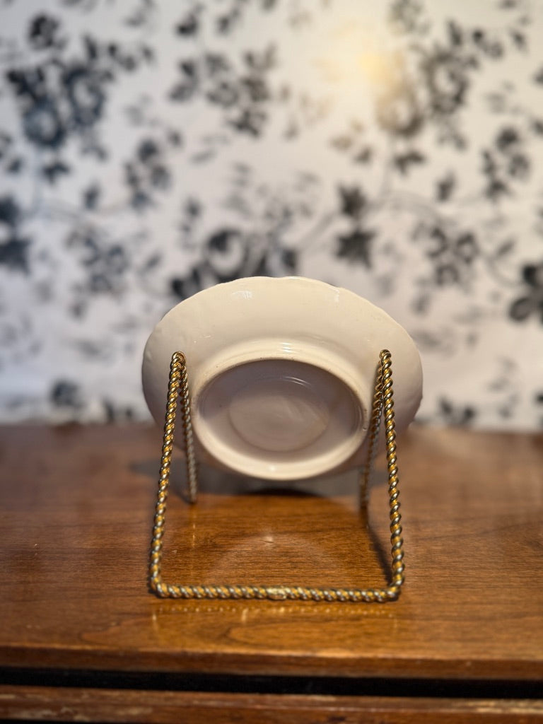 Antique Late Victorian Rococo Revival White Porcelain Butter Pat Dish (c.1880–1910)