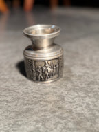 Vintage Norsk Tinn Pewter Hardanger Bridal Candle Holder, c. 1950–1975