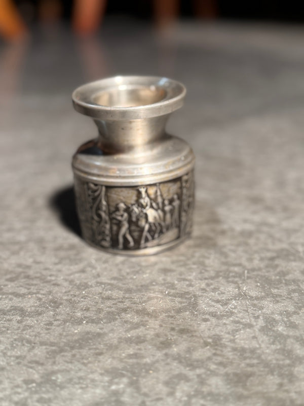 Vintage Norsk Tinn Pewter Hardanger Bridal Candle Holder, c. 1950–1975