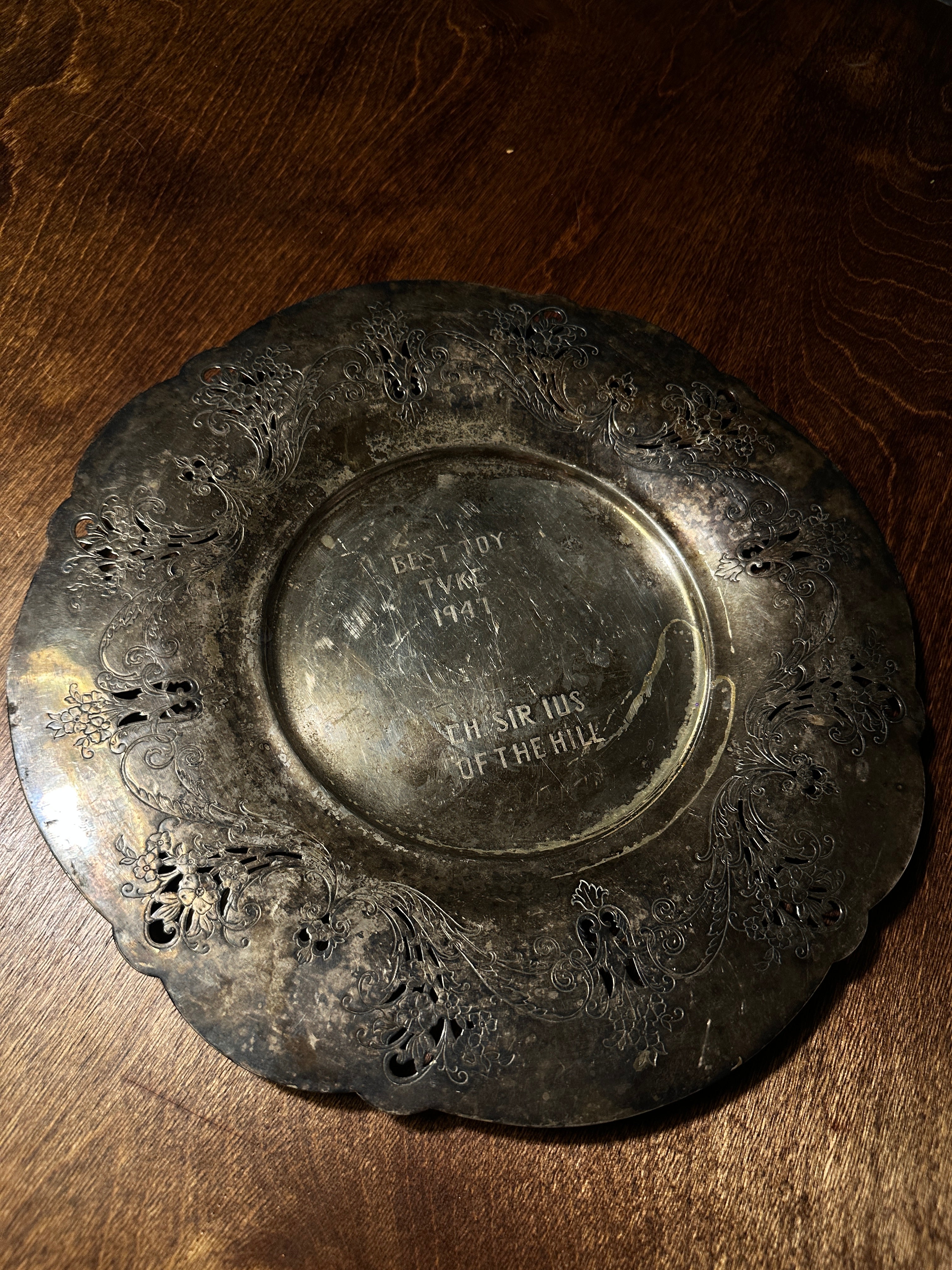 1947 Wm. Rogers Marigold Silverplate Presentation Platter, Knoxville Tennessee