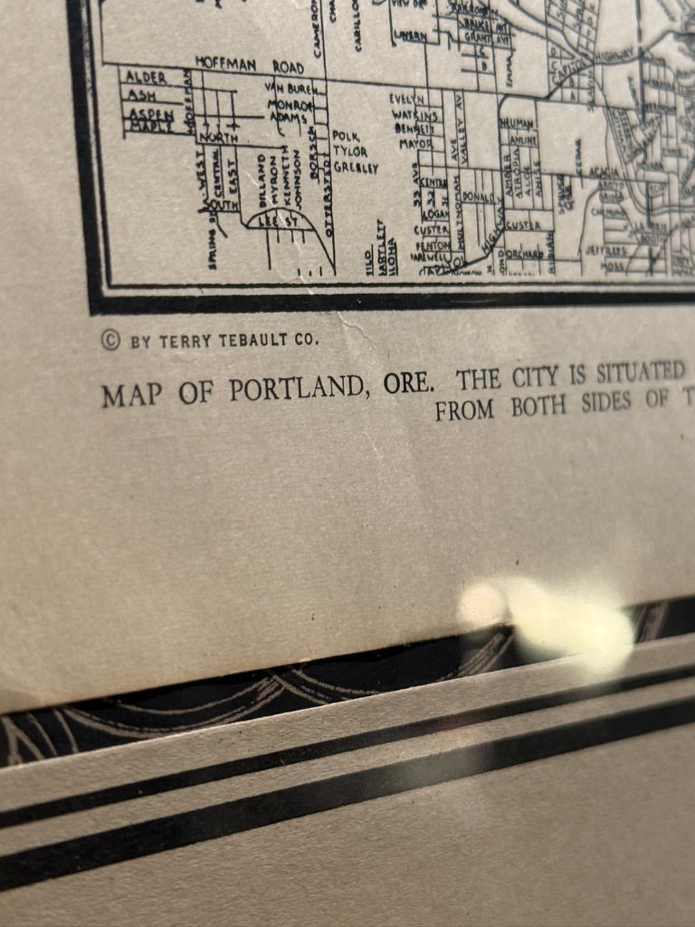 1939 Collier’s Map of Portland, Oregon | Framed City Map in Antique Wood Frame
