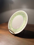 Knowles China “22 Karat Gold” Plate with Green Filigree Border, USA, c. 1940s–1950s