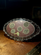 Vintage Oval Glass Vanity Mirror with Beaded Frame | Early 20th Century Tabletop Mirror
