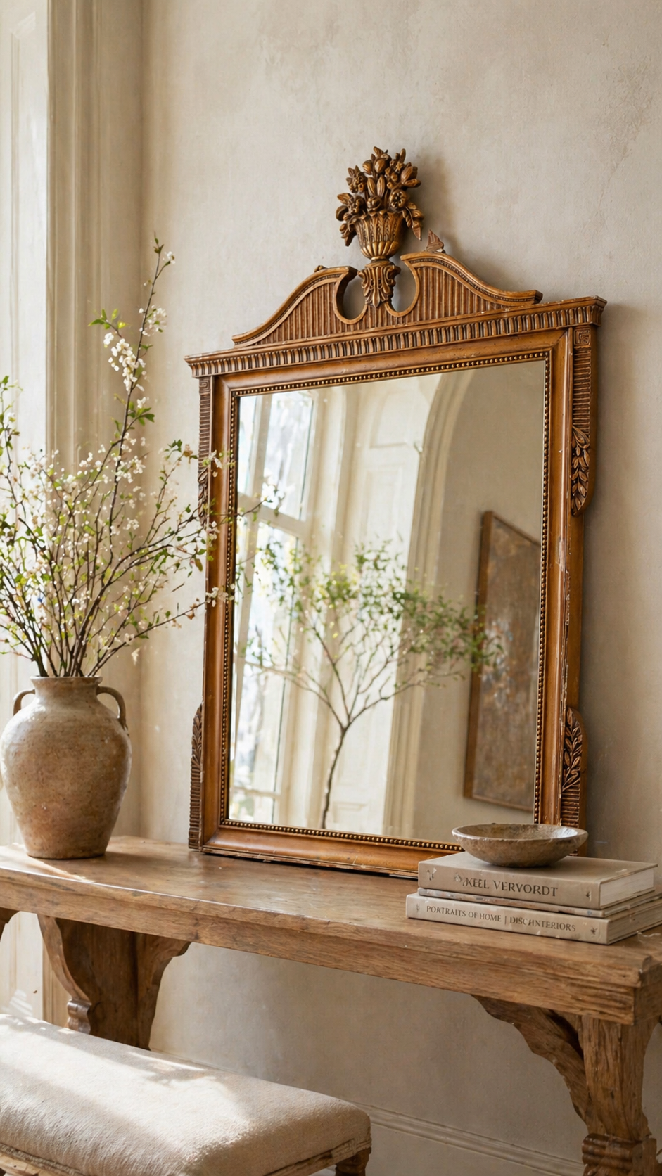 Vintage Louis XVI Revival Gilt Wall Mirror, c. 1940s-1950s