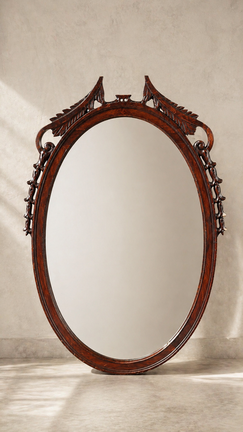 Antique Victorian Eastlake Oval Mirror, c. 1890