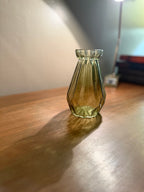 c. 1970s Olive Faceted Glass Mid-Century Vase