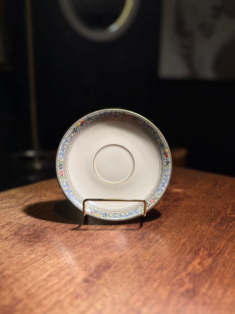 Lenox “Trent” Saucer • Early Art Deco Ivory Porcelain • c. 1918–1923 • Enamel & Gilt (Set Of 2)