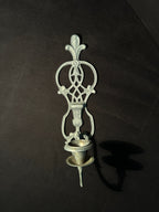 1950s Gothic Revival Fleur-de-Lis Cast Metal Wall Candle Sconce