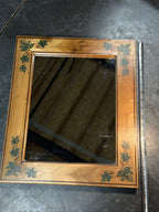 Hand-Painted Ivy Wall Mirror in Golden Wood Frame
