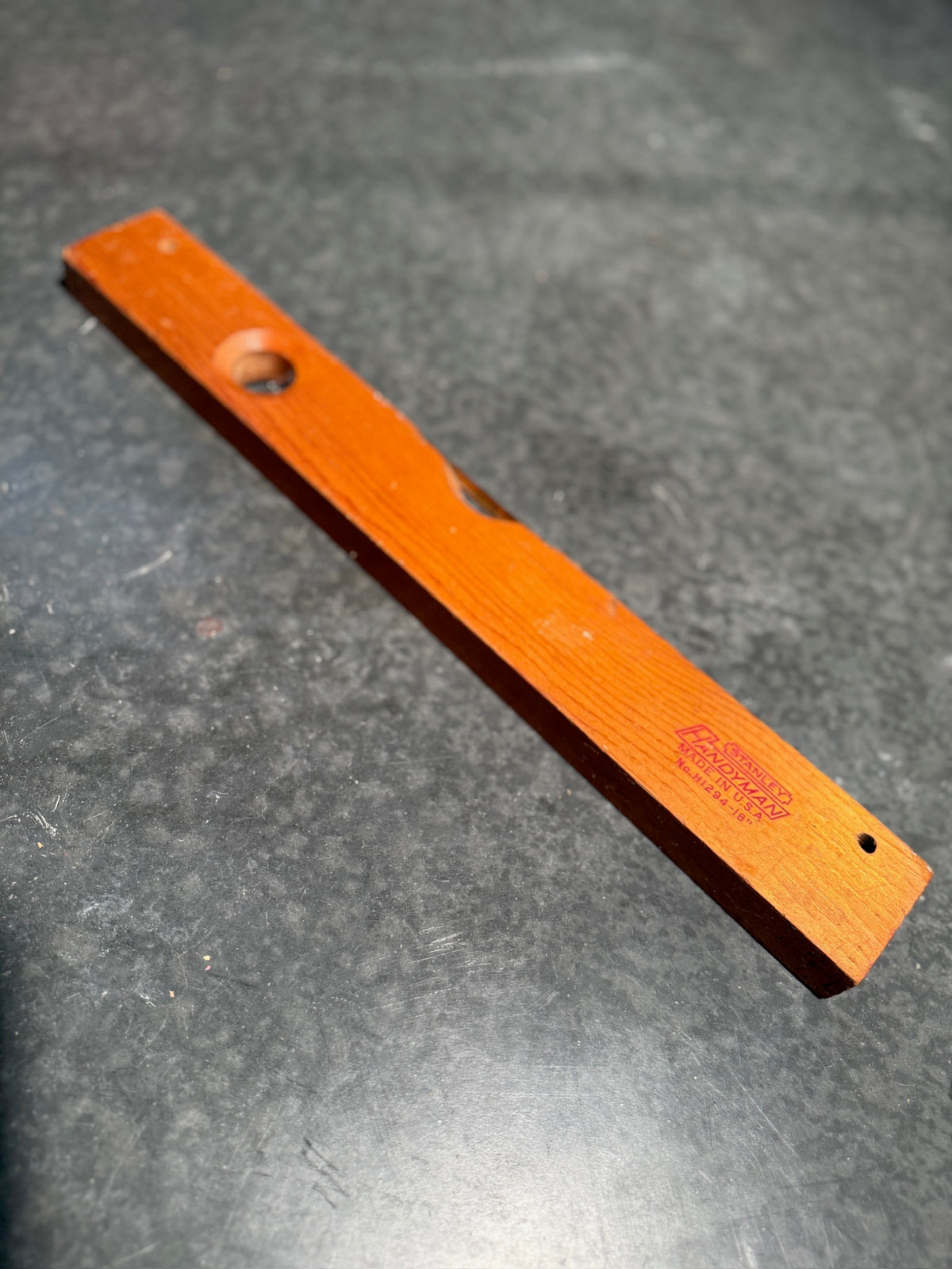 Vintage Stanley Handyman H1294-18 Wood & Brass Level, c. 1957–1973