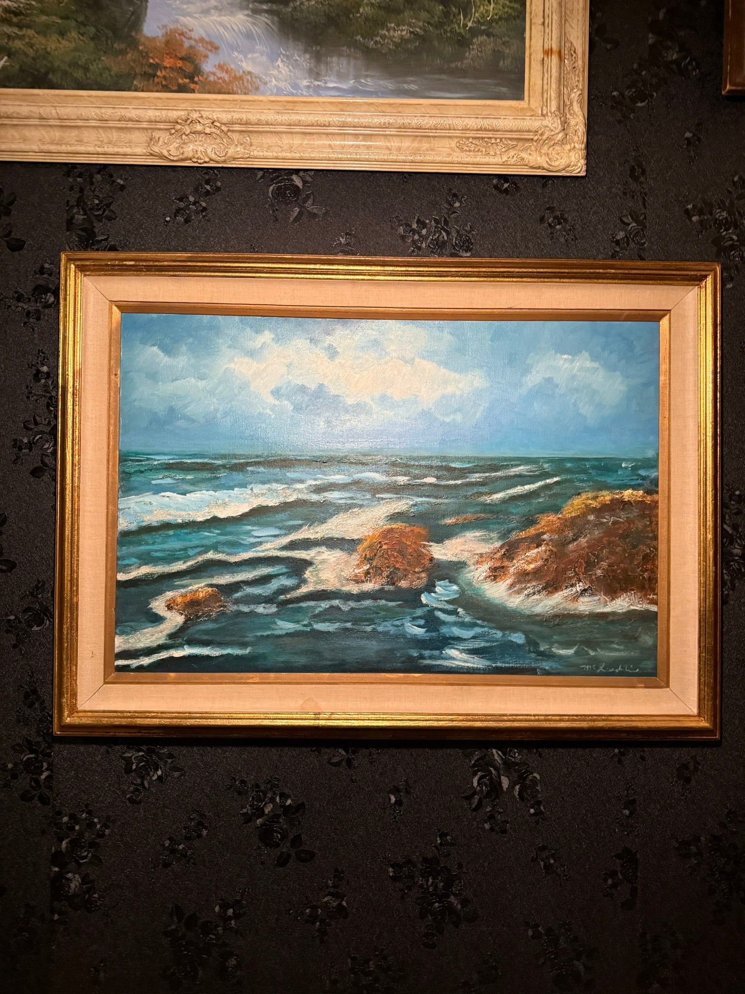 Mid-20th Century Coastal Seascape Oil Painting, Signed McLaughlin