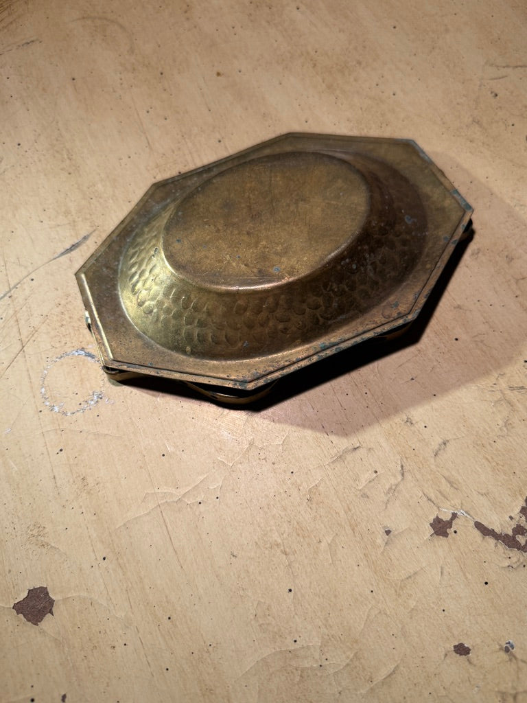 Antique Hammered Brass Handled Dish (c. 1900–1930)