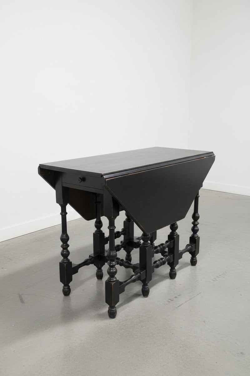 Antique English Black Gateleg Drop Leaf Table c.1900–1920