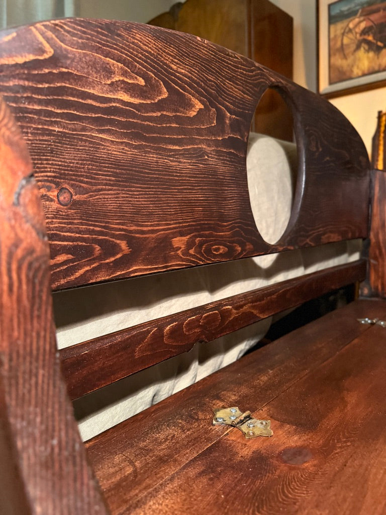 Antique Walnut & Cherry Storage Bench with Lift-Top (c.1880–1900)