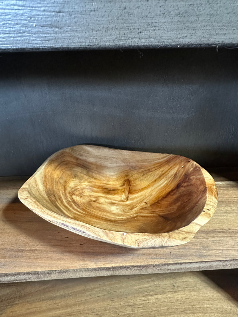 Organic Freeform Burl Wood Catchall Bowl, Hand-Carved Sculptural Centerpiece