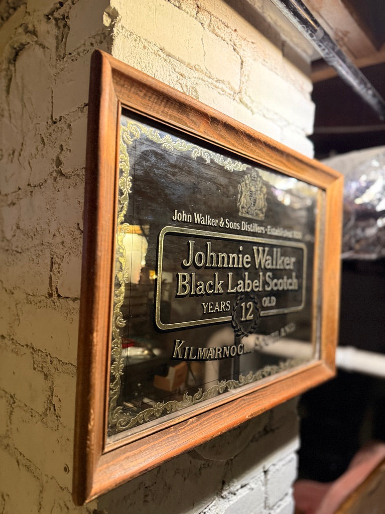 Vintage Johnnie Walker Black Label Bar Mirror | Mid-Century (c.1950–1965)
