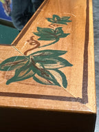 Hand-Painted Ivy Wall Mirror in Golden Wood Frame