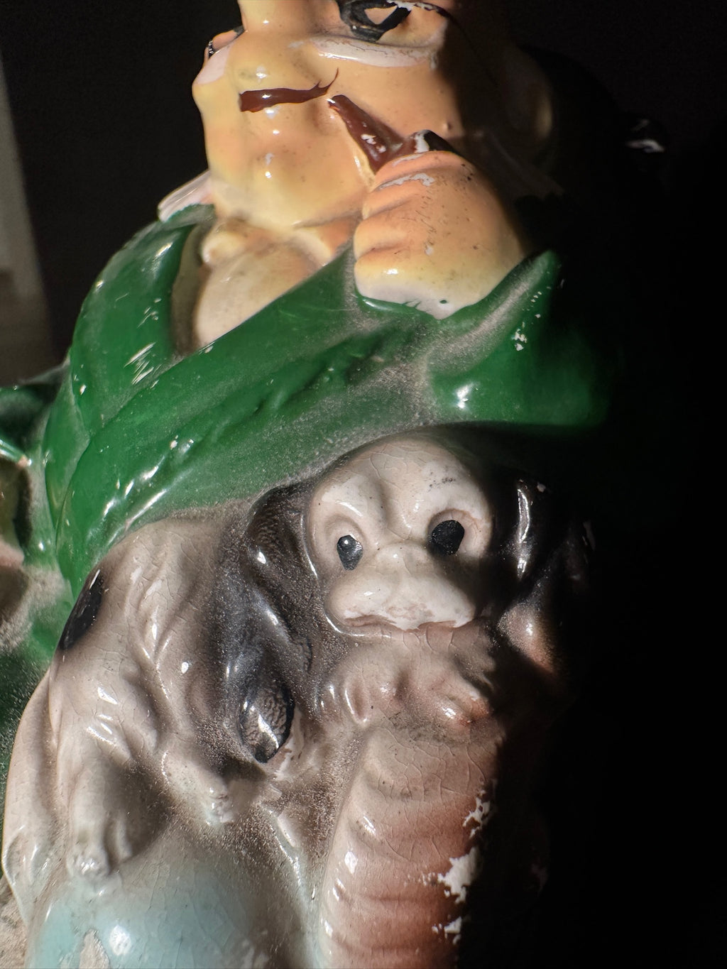 Ceramic “Retirement Fund” Coin Bank with Grandpa and Dog, c. 1960s–1970s