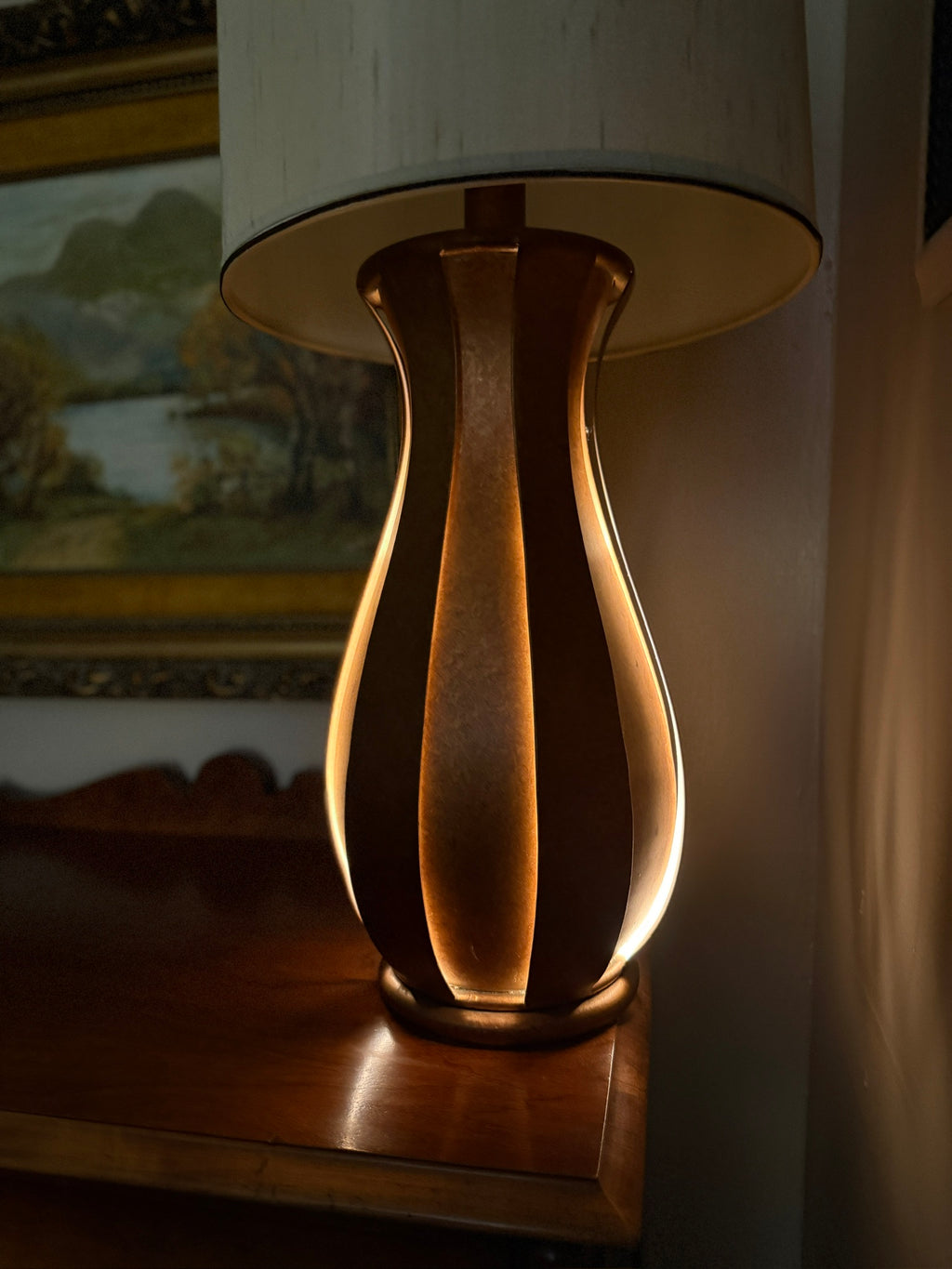 Vintage Sculptural Backlit Table Lamp Mid Century Modern c 1960s