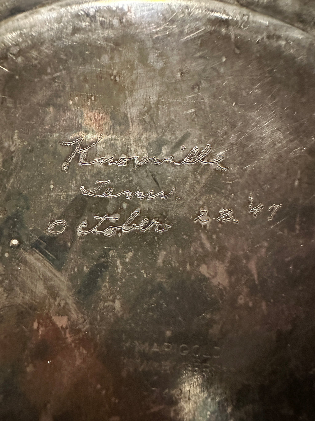 1947 Wm. Rogers Marigold Silverplate Presentation Platter, Knoxville Tennessee