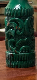 Antique Hand-Carved Wood Candlestick in Green Paint, c. 1880–1925