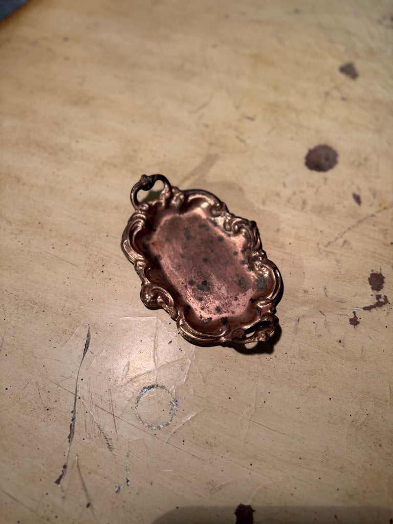 Antique Rococo Copper Vanity Tray & Miniature Scent Bottle c. 1890–1930