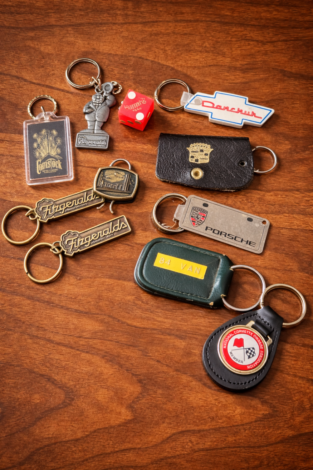 Vintage American Keychain Collection – Casino, Automotive & Travel c. 1970s–1990s