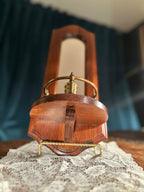 Italian Mirrored Wall Candle Sconce, c. 1950s–1960s | Federal Revival Wood & Brass Candleholder