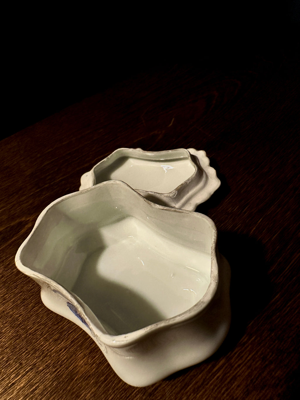 Vintage Altrohlau CMR Czechoslovakia Porcelain Trinket Box with Scalloped Lid