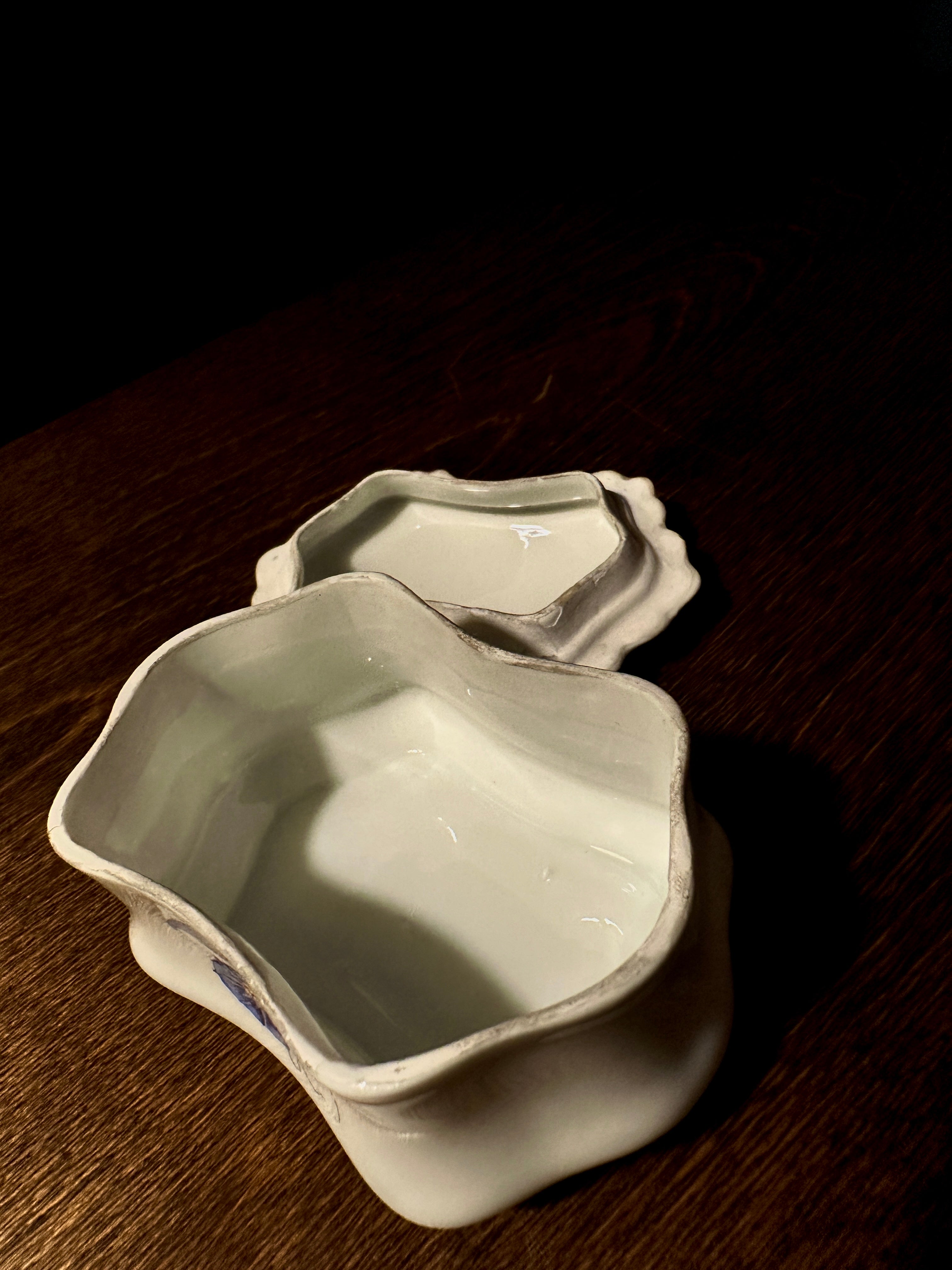 Vintage Altrohlau CMR Czechoslovakia Porcelain Trinket Box with Scalloped Lid
