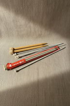 Vintage Mixed Knitting Needle Set in Leather Case c. 1950s-1960s
