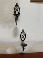 Vintage Hand-Forged Iron Basket-Twist Sconces, Pair, c. 1950–1990