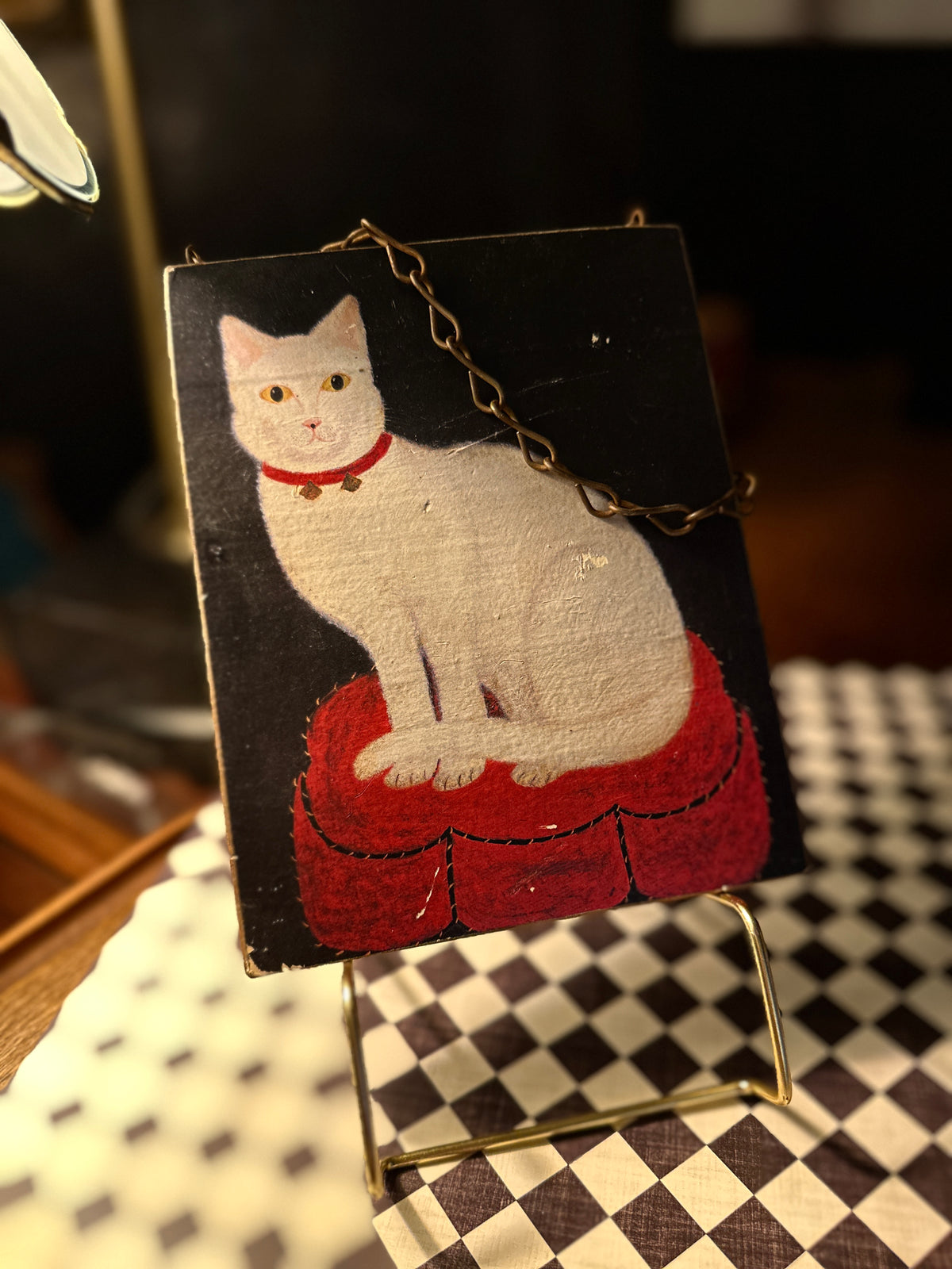 Painted Folk Art Cat on Wood Panel, Early–Mid 20th Century | Curated Reductions