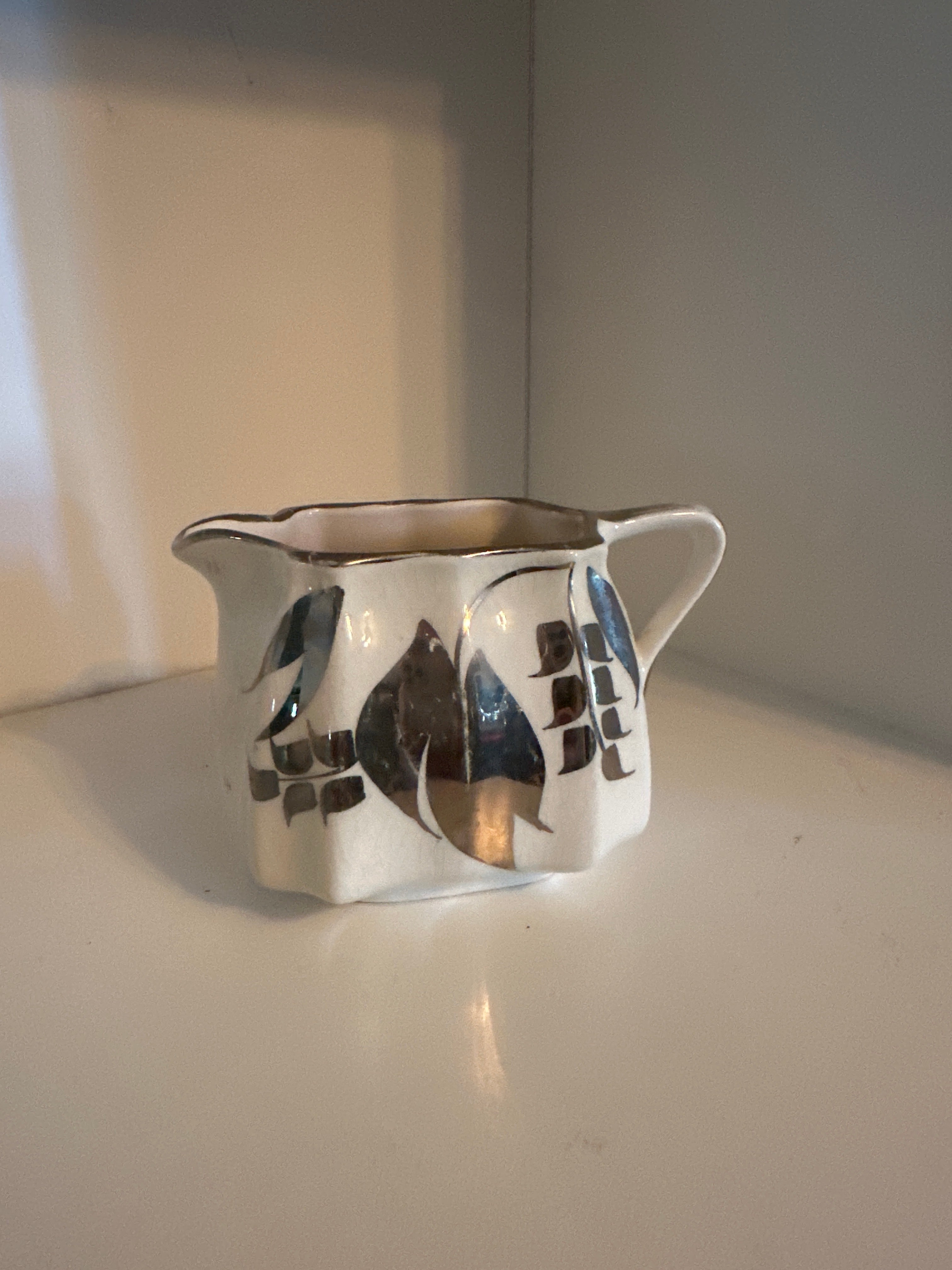 Vintage Staffordshire Sandland Ware Covered Butter Dish, Cream Jug & Bowl Set (c. 1940s-1950s)